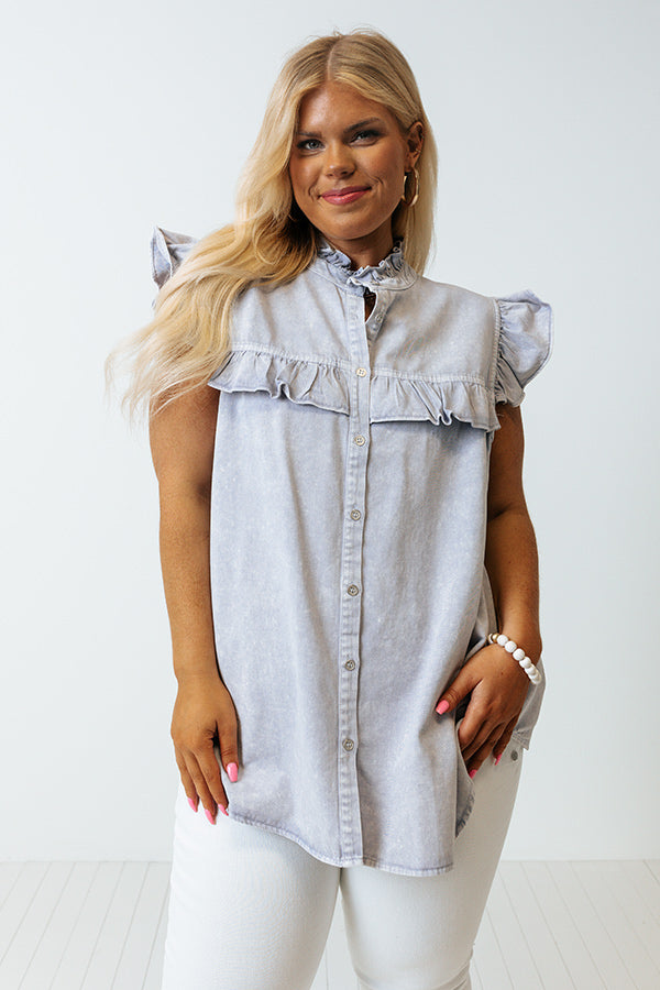 Follow You Bliss Chambray Top In Light Periwinkle Curves Image - 2