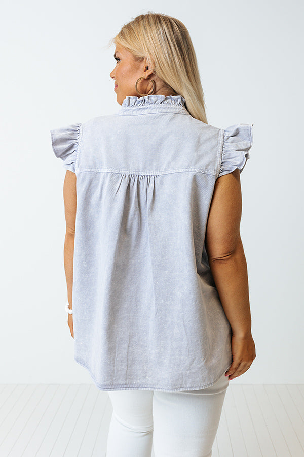 Follow You Bliss Chambray Top In Light Periwinkle Curves Image - 5