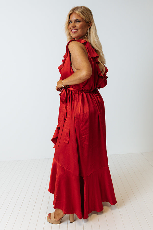 The Roxleigh Satin Maxi In Red Curves Image - 5
