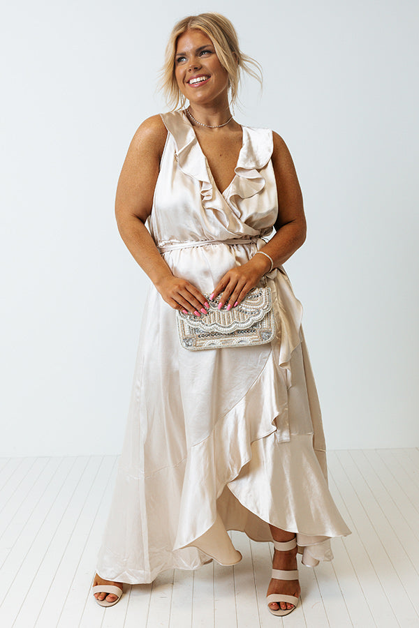 The Roxleigh Satin Maxi In Champagne Curves Image - 4