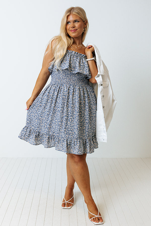 Floral Flirtation Dress In Airy Blue Curves Image - 1