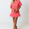 Do It With Pizazz Feather T-Shirt Dress in Pink Image - 1