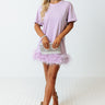 Do It With Pizazz Feather T-Shirt Dress in Lavender Image - 1