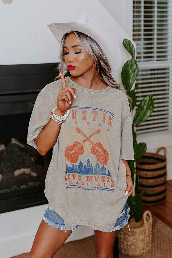 Austin Live Music Mineral Wash Graphic Tee Image - 5