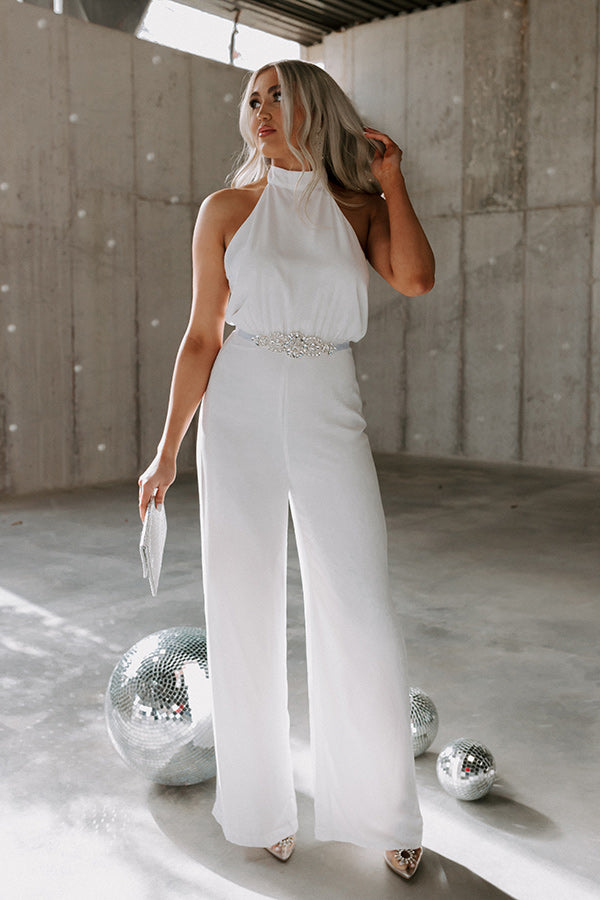 Champagne On The Plane Halter Jumpsuit