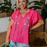 Floral Flirtation Embroidered Top In Hot Pink Curves Image - 1