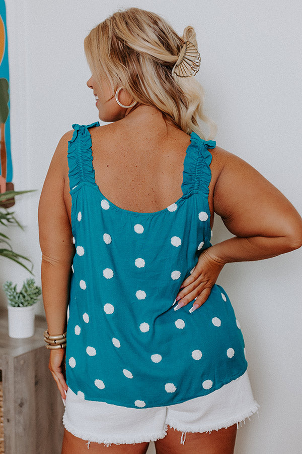 San Fran Frills Polka Dot Top In Teal Curves Image - 5