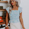 Turn Away Smocked Floral Top In Sky Blue Image - 1