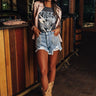 The Misten High Waist Distressed Shorts in Light Wash Image - 1