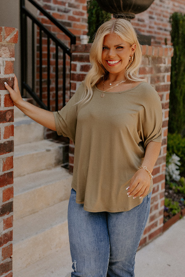 Tree Lined Drive Shift Top In Martini Olive Curves Image - 3