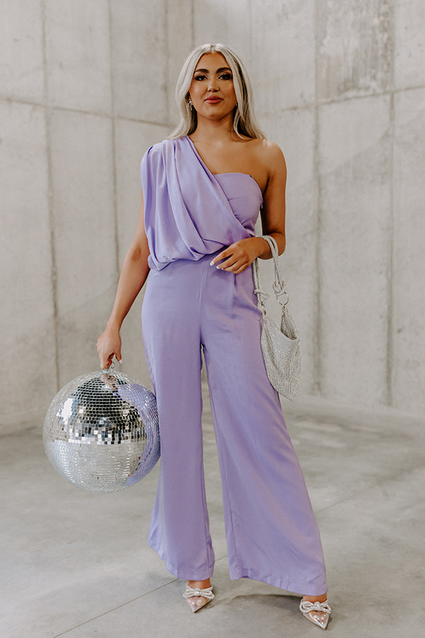 House In The Hills One Shoulder Jumpsuit In Lavender