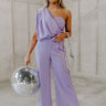 House In The Hills One Shoulder Jumpsuit In Lavender Image - 1