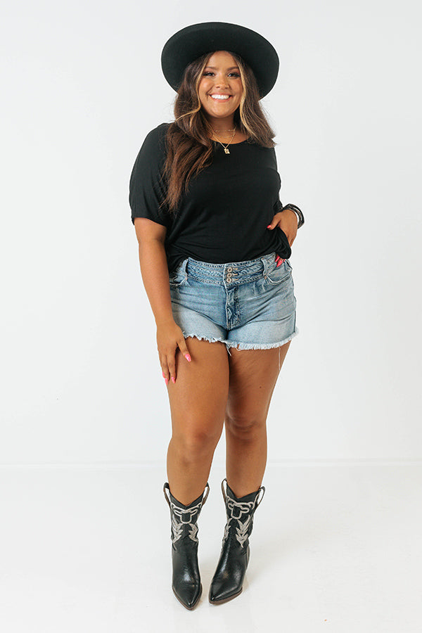 Tree Lined Drive Shift Top In Black Curves Image - 5