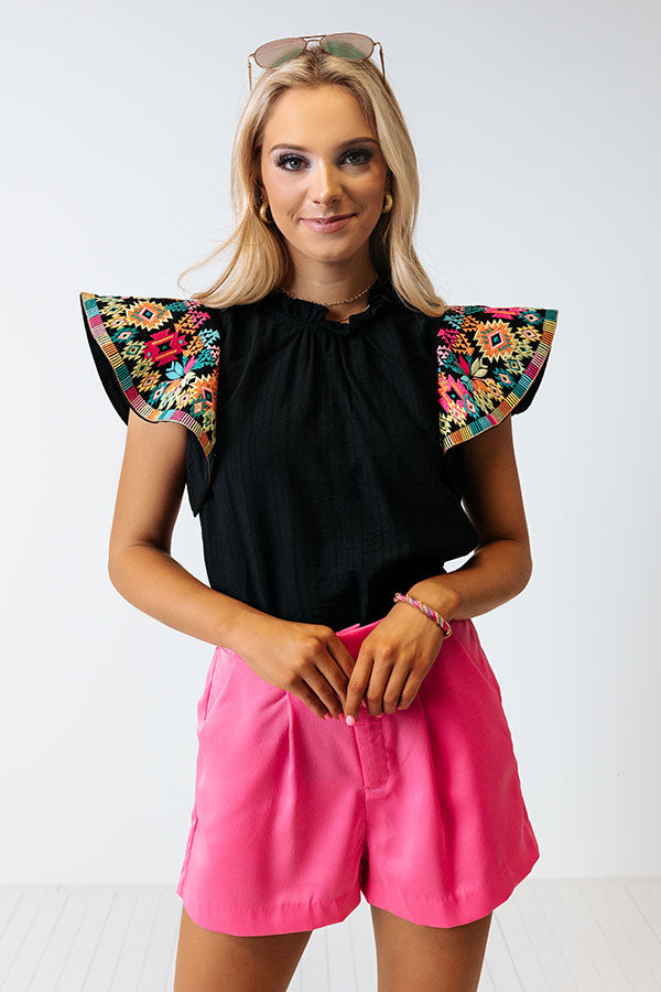 Near To Paradise Embroidered Shift Top In Black Image - 5