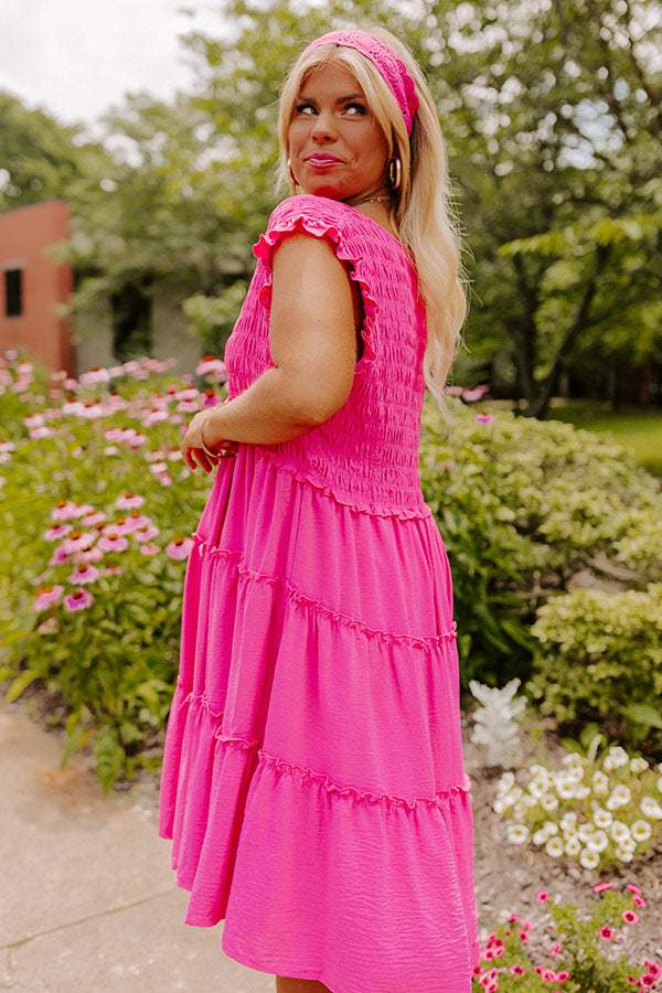 Celebrate Together Smocked Dress In Hot Pink Curves Image - 3