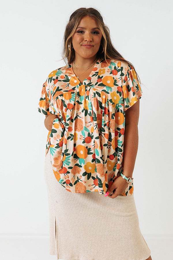 Memories On Repeat Babydoll Top In Champagne Curves Image - 5