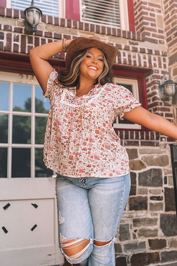 Candid Feelings Floral Shift Top In Cream Curves Image - 1