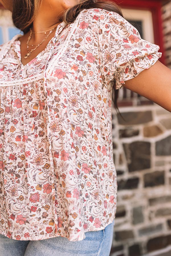 Candid Feelings Floral Shift Top In Cream Curves Image - 4
