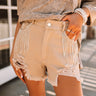 The Misten High Waist Distressed Shorts in Beige Image - 1