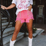 The Misten High Waist Distressed Shorts in Pink Image - 1