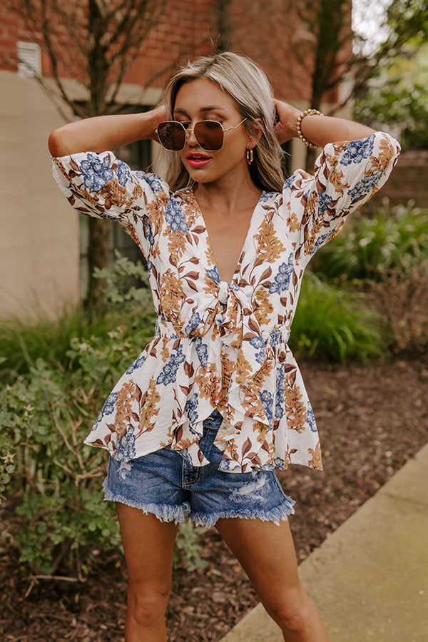 Sweet Georgia Peach Front Tie Top In Ivory Image - 4