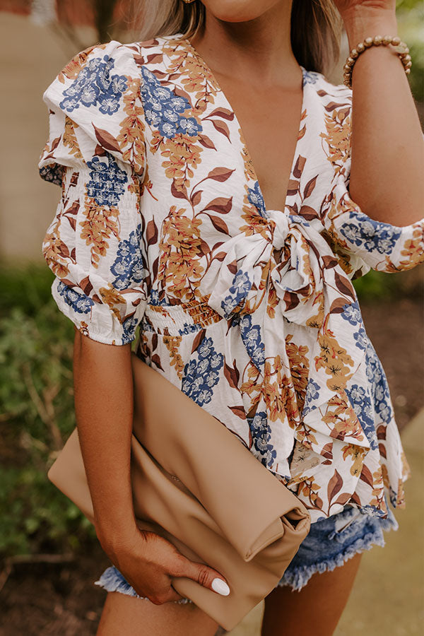 Sweet Georgia Peach Front Tie Top In Ivory Image - 3