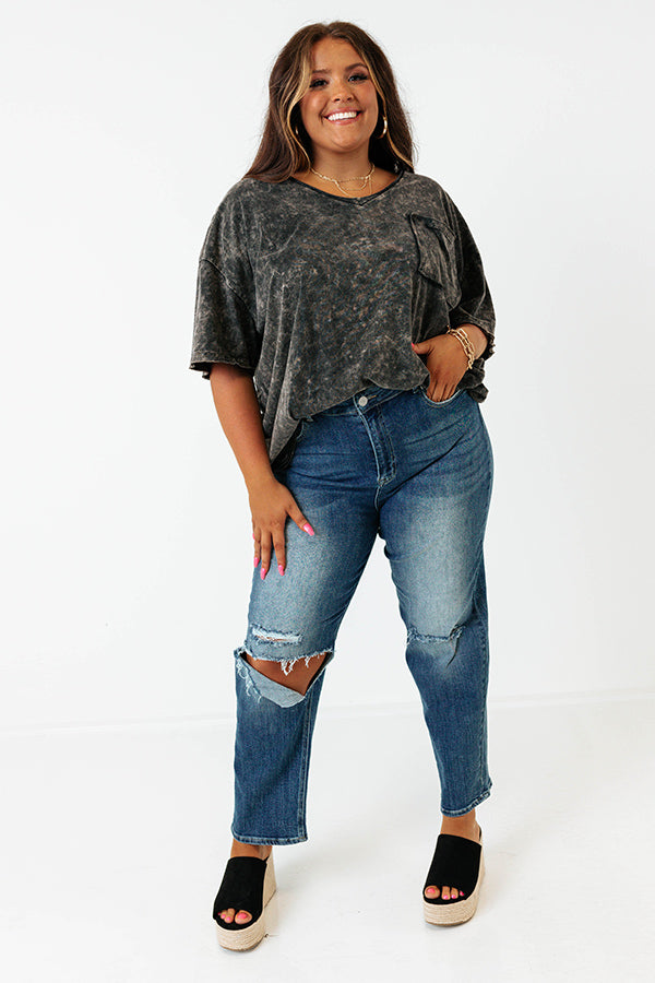 Nashville Nightlife Mineral Wash Shift Tee In Vintage Black Curves Image - 4