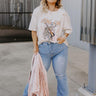Long Live Rock N Roll Tiger Distressed Boyfriend Tee In Light Beige Curves Image - 1