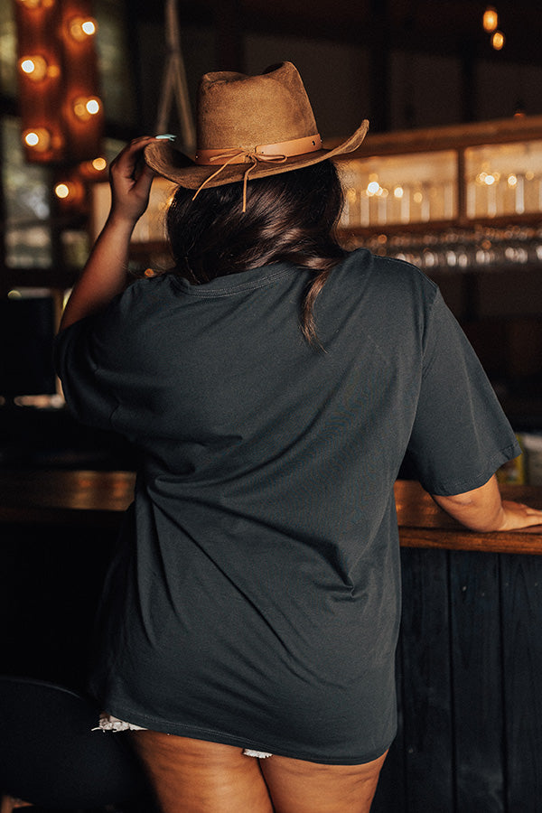 Blame It On My Roots Distressed Boyfriend Tee In Vintage Black Curves Image - 1