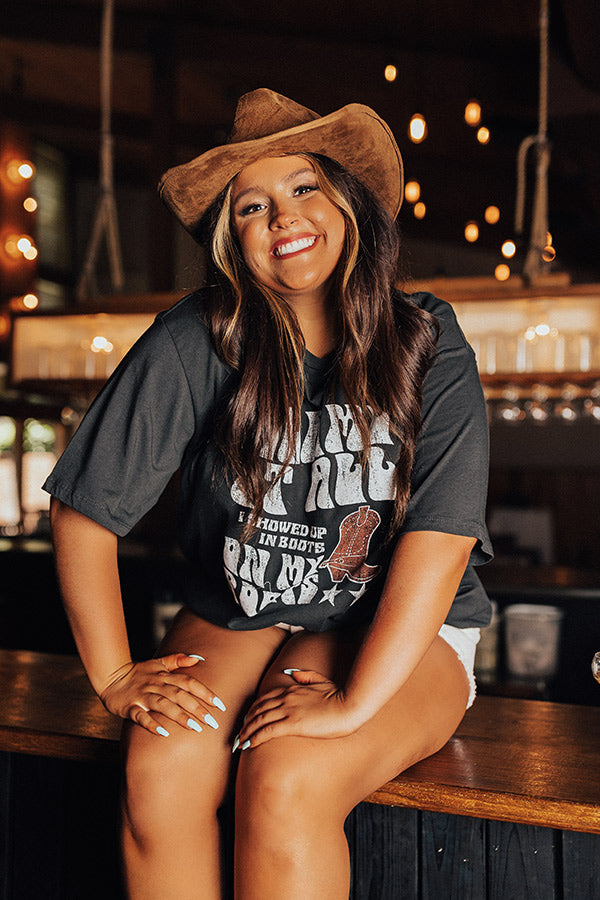 Blame It On My Roots Distressed Boyfriend Tee In Vintage Black Curves Image - 1
