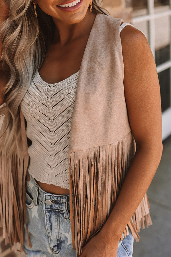 Meander My Way Faux Suede Fringe Vest Image - 4