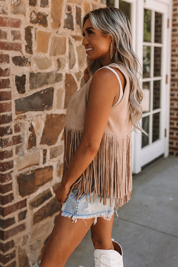 Meander My Way Faux Suede Fringe Vest Image - 3