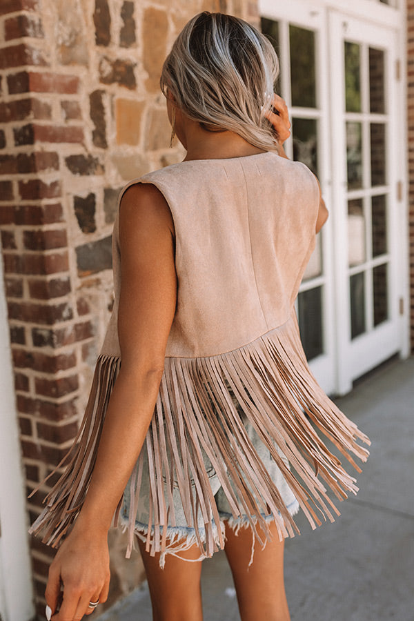 Meander My Way Faux Suede Fringe Vest Image - 5