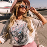 Dreamer Eagle Distressed Boyfriend Tee In Light Beige Curves Image - 1