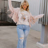Feeling Grand Faux Suede Fringe Jacket In Pink Curves Image - 1