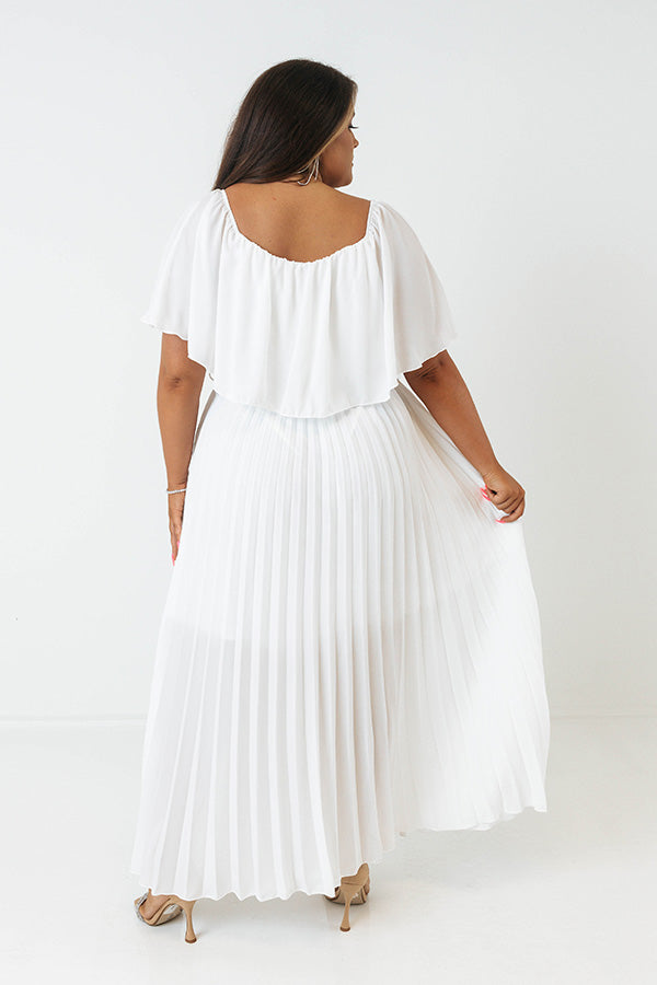 Ticket To Love Pleated Maxi In White Curves Image - 5