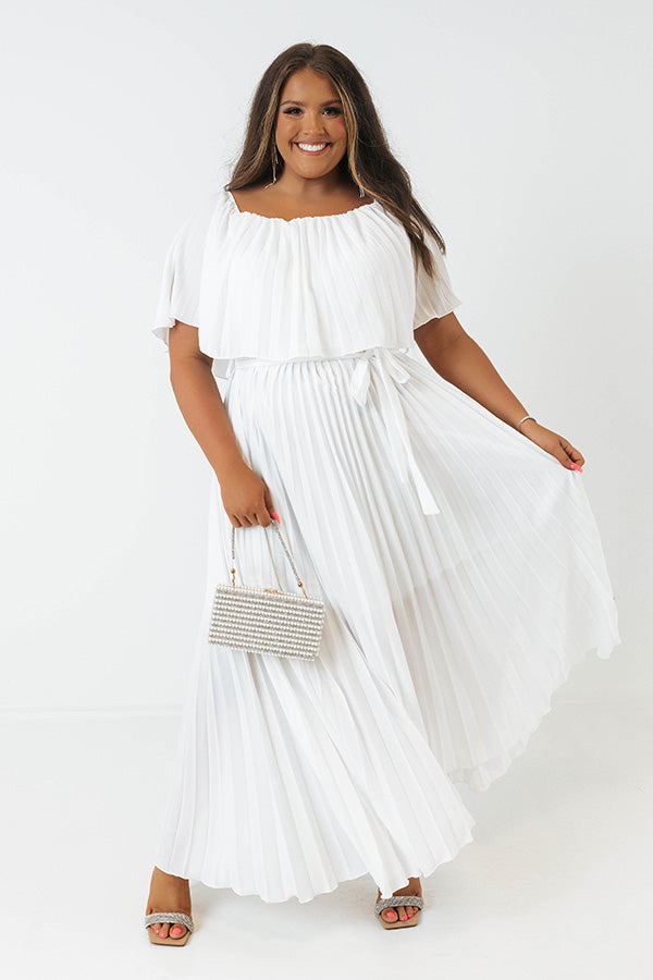 Ticket To Love Pleated Maxi In White Curves Image - 4