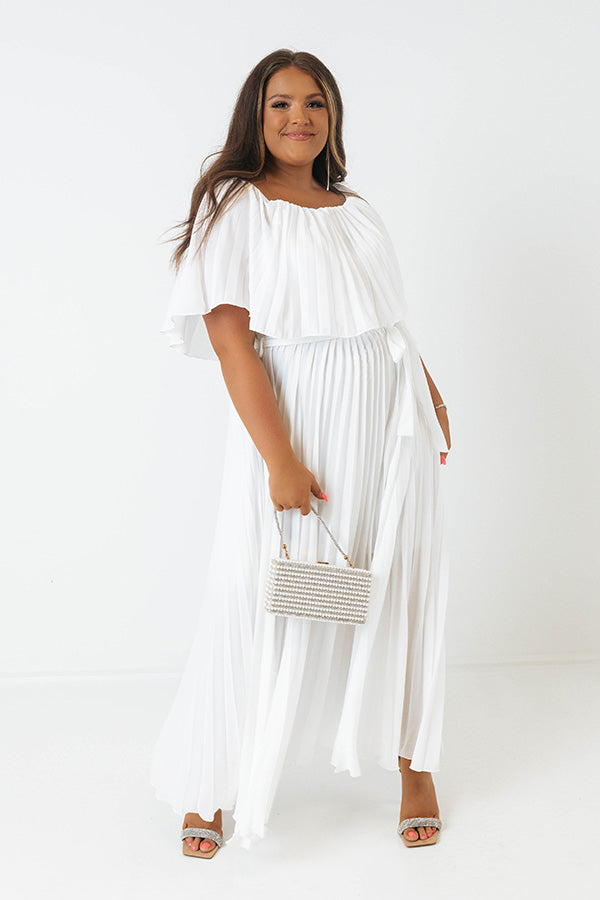 Ticket To Love Pleated Maxi In White Curves