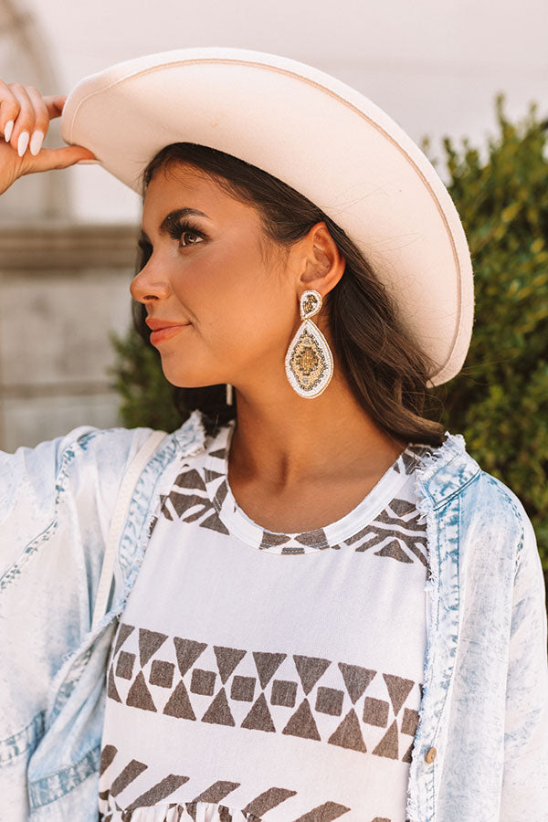 Tuscan Trail Beaded Earrings In White Image - 1