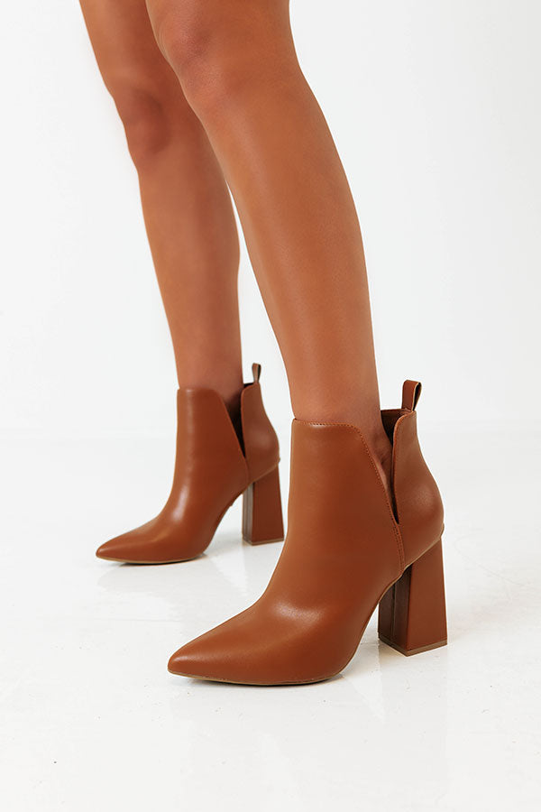 The Sibyl Faux Leather Bootie In Camel Image - 2
