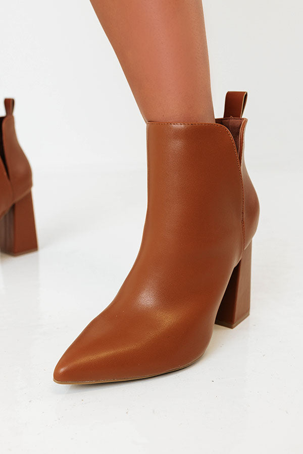 The Sibyl Faux Leather Bootie In Camel Image - 3