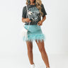 The Freesia Patent Feather Skirt In Sky Blue Image - 1
