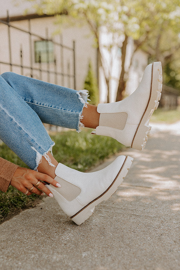 The Jaxon Faux Leather Boot In Ivory Image - 2