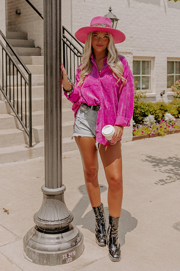 Music For The Soul Corduroy Button Up In Orchid Image - 1