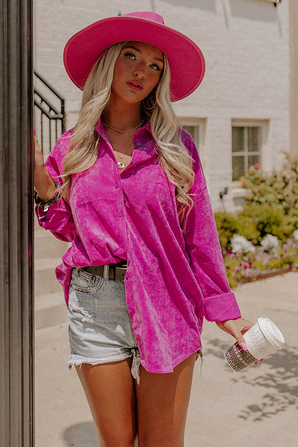 Music For The Soul Corduroy Button Up In Orchid Image - 1