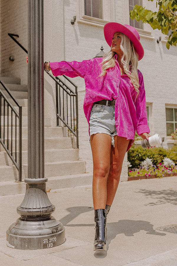 Music For The Soul Corduroy Button Up In Orchid Image - 1