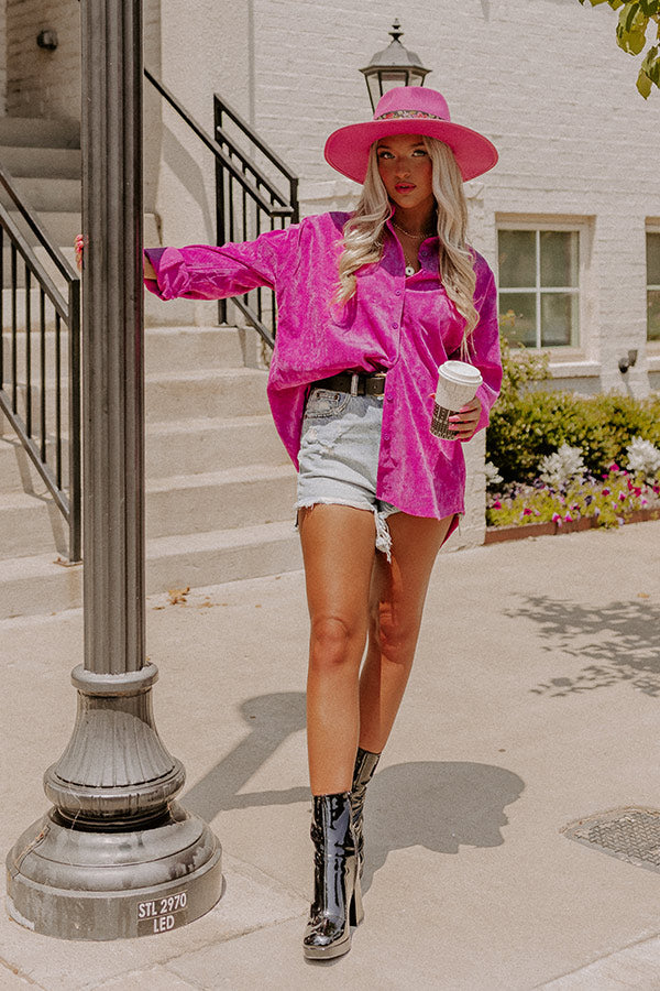 Music For The Soul Corduroy Button Up In Orchid Image - 1