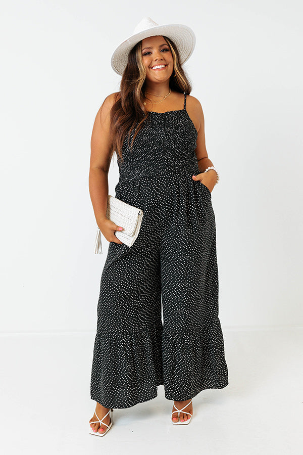 Trading Secrets Smocked Jumpsuit In Black Curves Image - 1