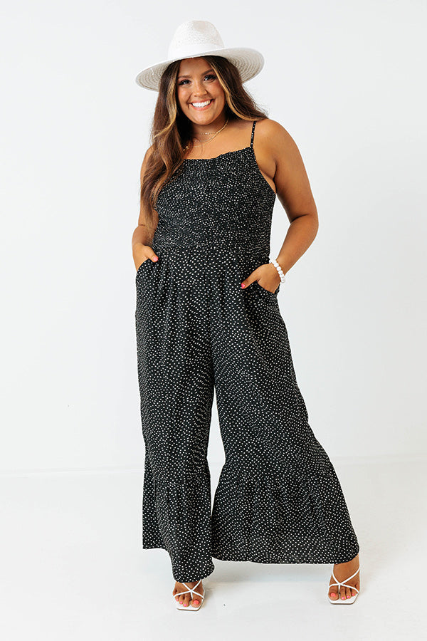Trading Secrets Smocked Jumpsuit In Black Curves Image - 2