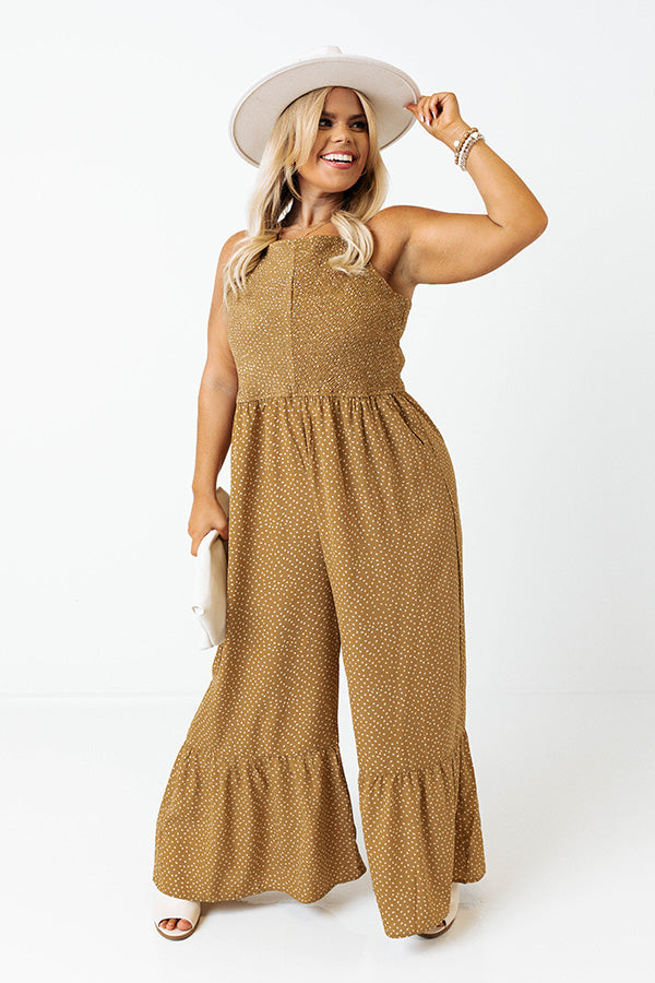 Trading Secrets Smocked Jumpsuit In Light Martini Olive Curves Image - 2